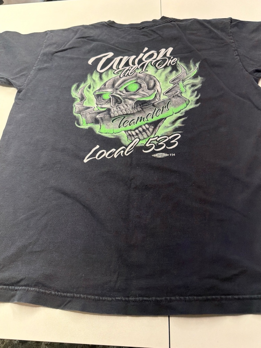 VTG Teamsters Union Til I Die‎ 533 Brotherhood Black & Green Graphic T-Shirt  M
